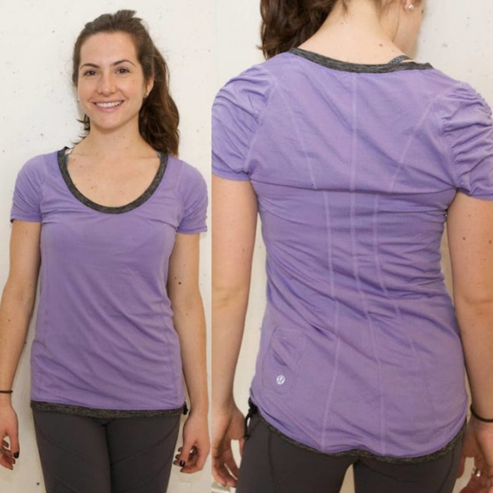 Lululemon Willpower Ruched Drawstring Short Sleeve Tech Tee in Black - Picture 2 of 7